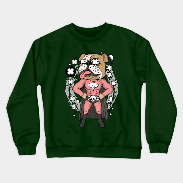 Super Pug Illustration Crewneck Sweatshirt by Mako Design 